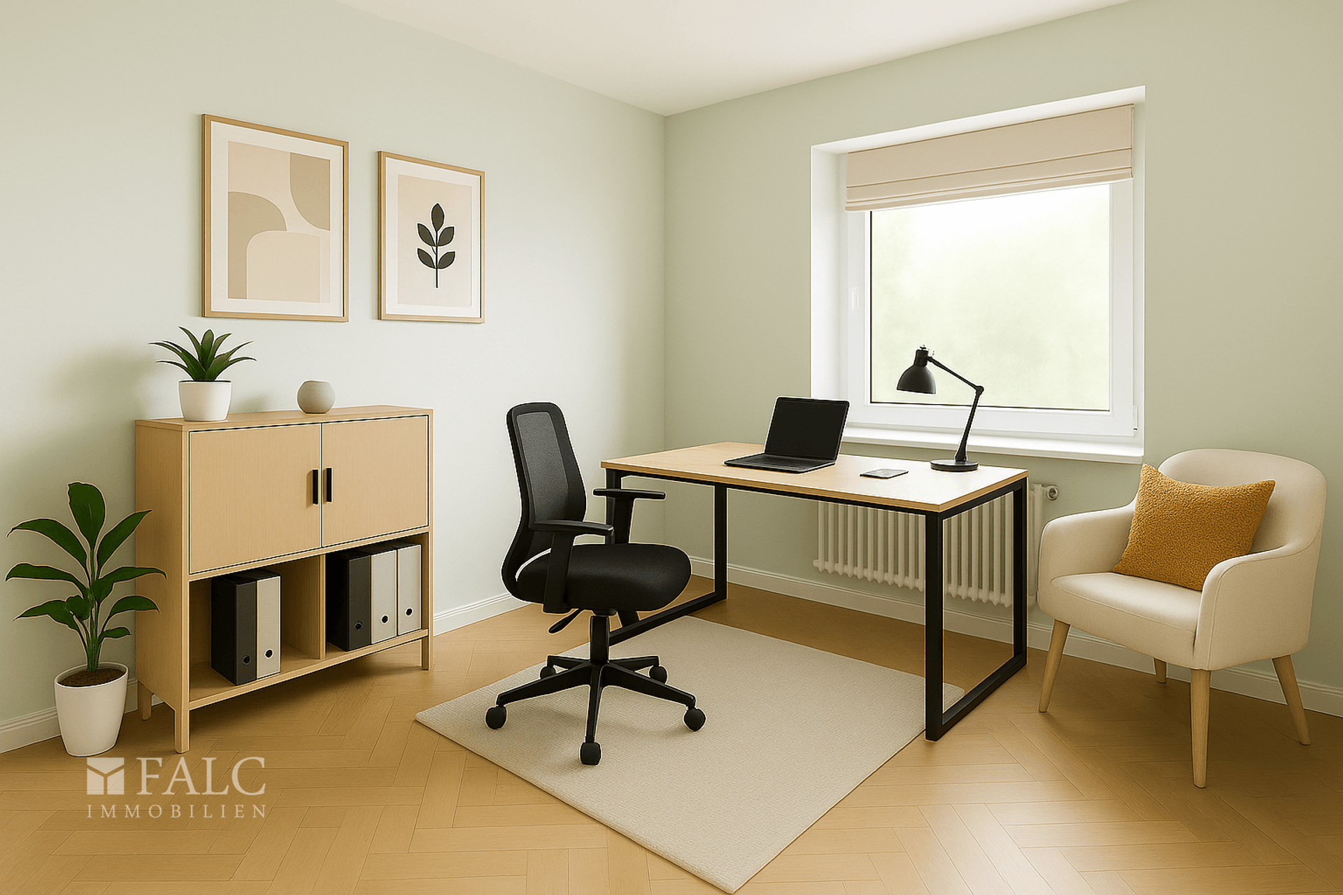 Arbeitszimmer virtuell eingerichtet